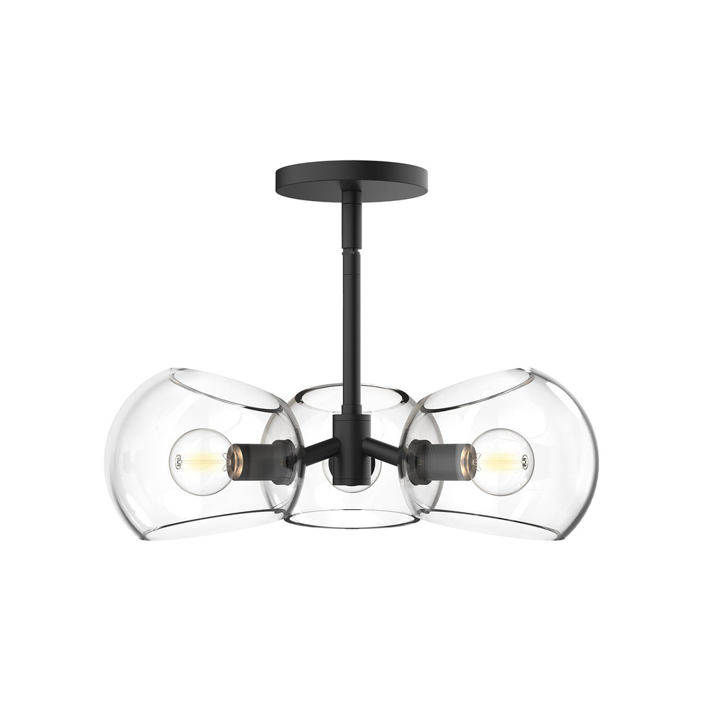 Alora Canada - Three Light Pendant - Willow - Clear Glass/Matte Black- Union Lighting Luminaires Decor