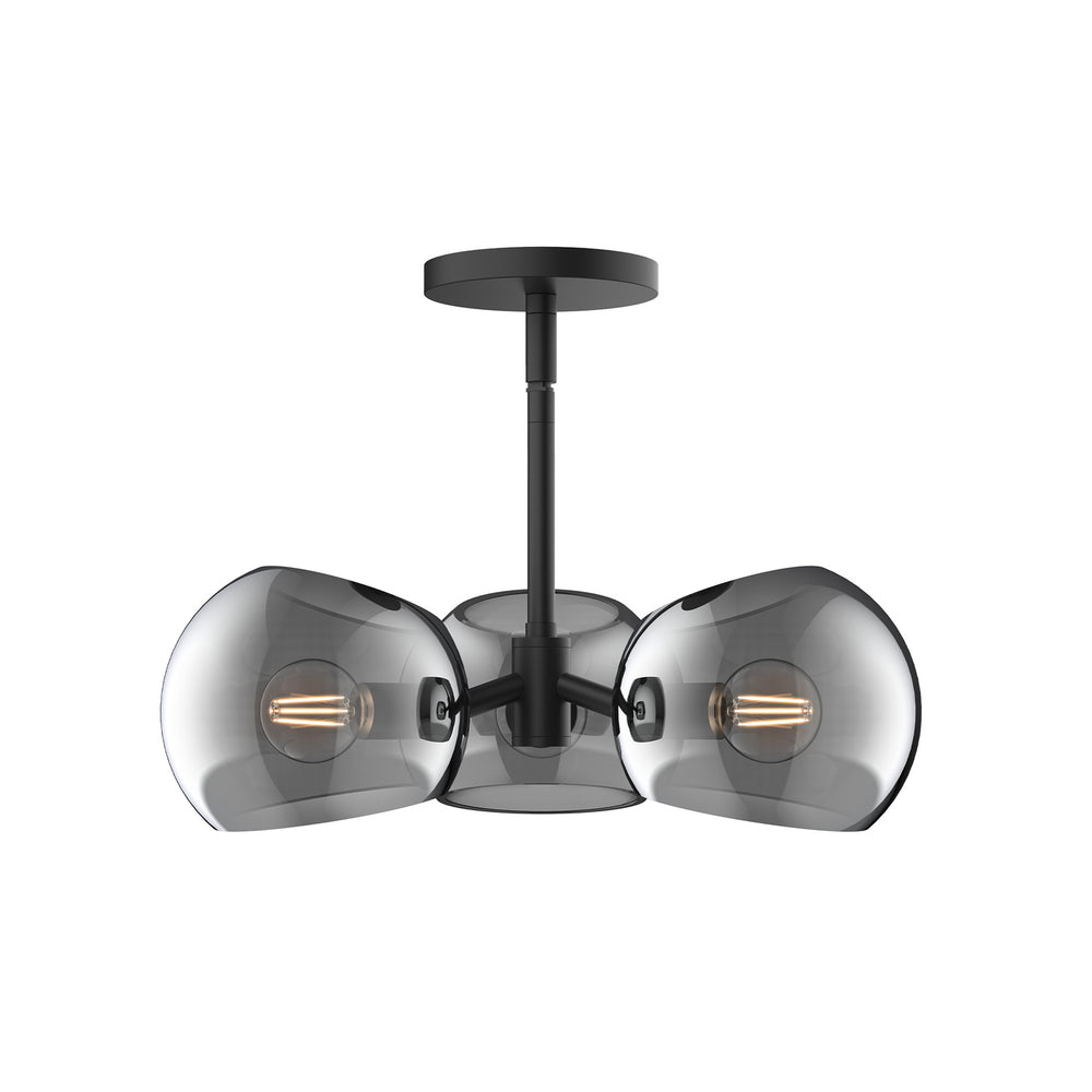 Alora Canada - Three Light Pendant - Willow - Matte Black/Smoked Solid Glass- Union Lighting Luminaires Decor