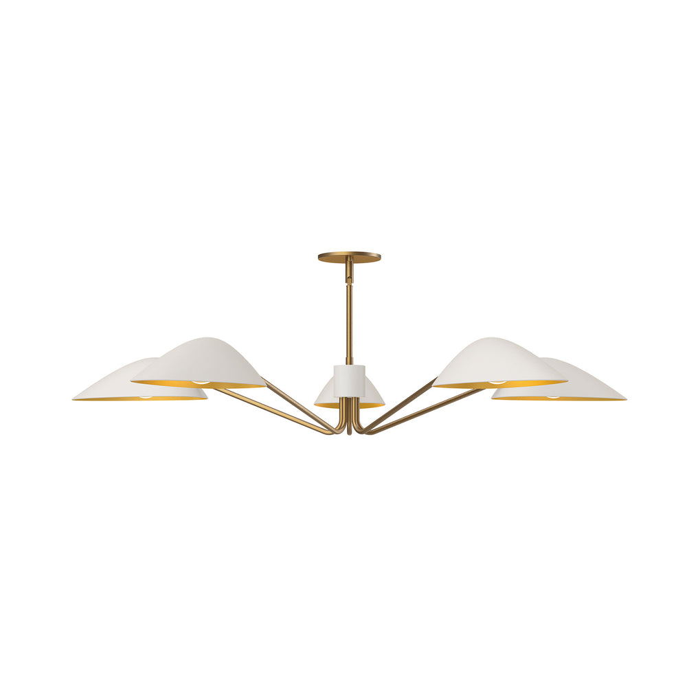 Alora Canada - Five Light Pendant - Oscar - Aged Gold/White- Union Lighting Luminaires Decor