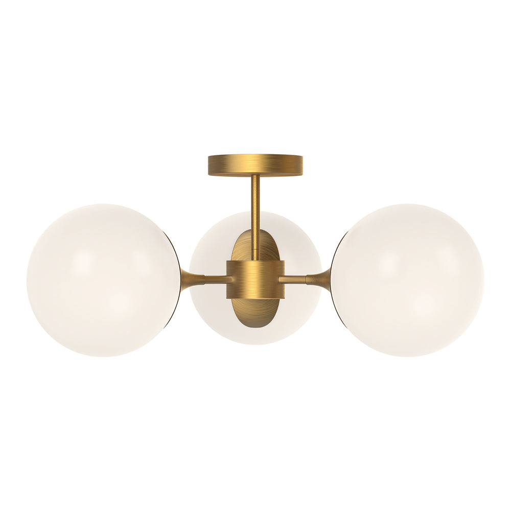 Alora Canada - Three Light Semi-Flush Mount - Nouveau - Aged Gold/Opal Matte Glass- Union Lighting Luminaires Decor