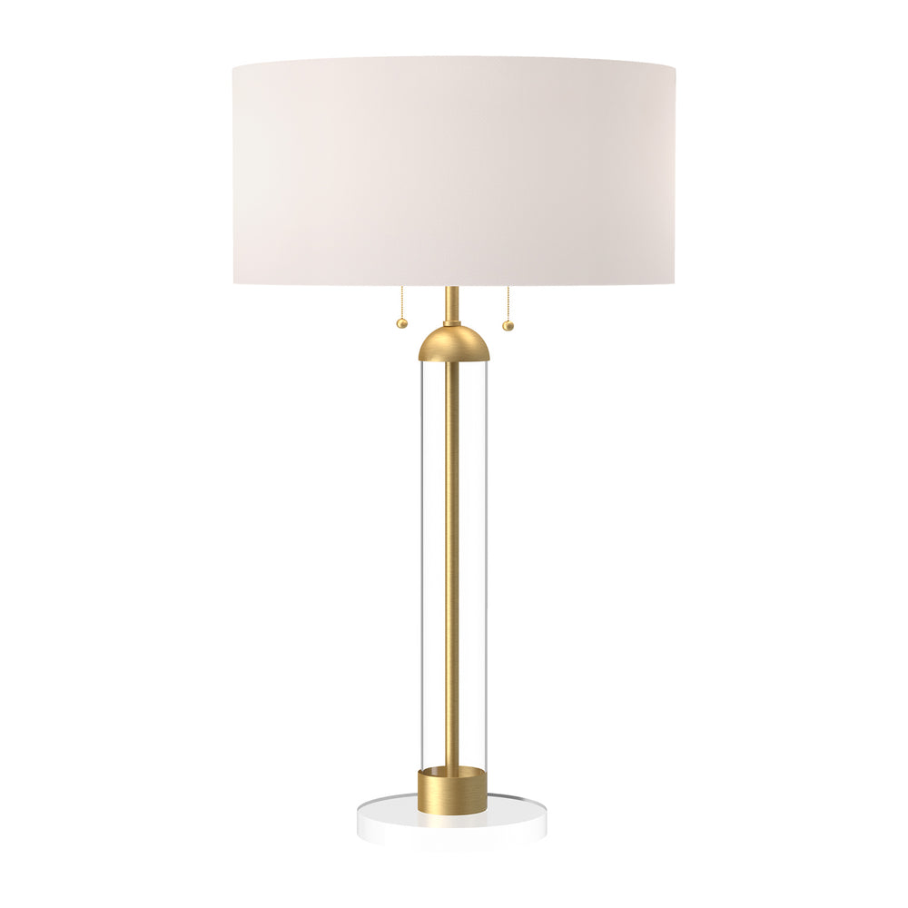 Alora Canada - Two Light Table Lamp - Sasha - Brushed Gold/White Linen- Union Lighting Luminaires Decor