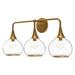 Alora Canada - Three Light Bathroom Fixtures - Hazel - Aged Gold/Clear Glass- Union Lighting Luminaires Decor