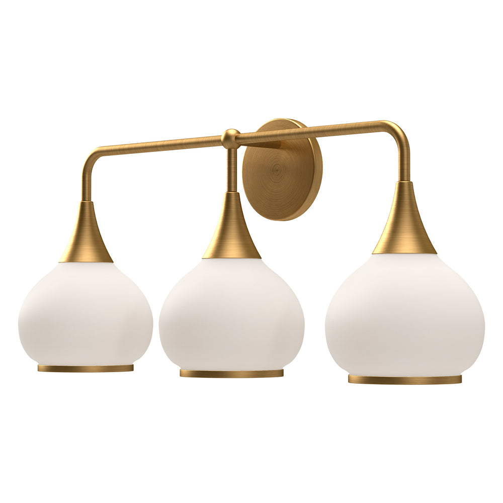 Alora Canada - Three Light Bathroom Fixtures - Hazel - Aged Gold/Opal Matte Glass- Union Lighting Luminaires Decor