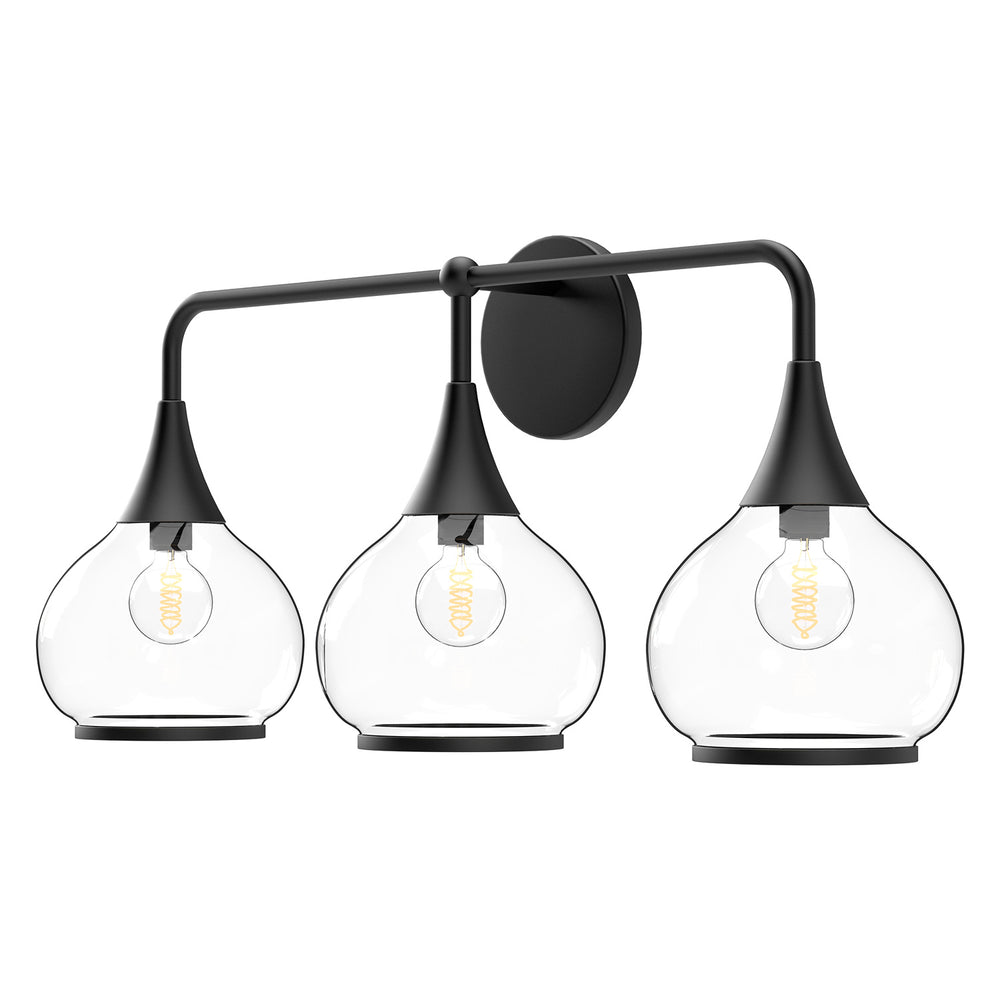 Alora Canada - Three Light Bathroom Fixtures - Hazel - Clear Glass/Matte Black- Union Lighting Luminaires Decor