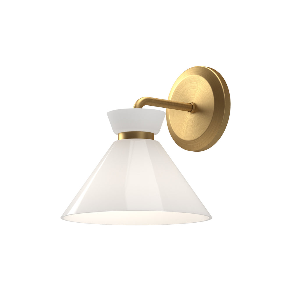 Alora Canada - One Light Vanity - Halston - Brushed Gold/Glossy Opal Glass- Union Lighting Luminaires Decor