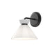 Alora Canada - One Light Vanity - Halston - Glossy Opal Glass/Matte Black- Union Lighting Luminaires Decor