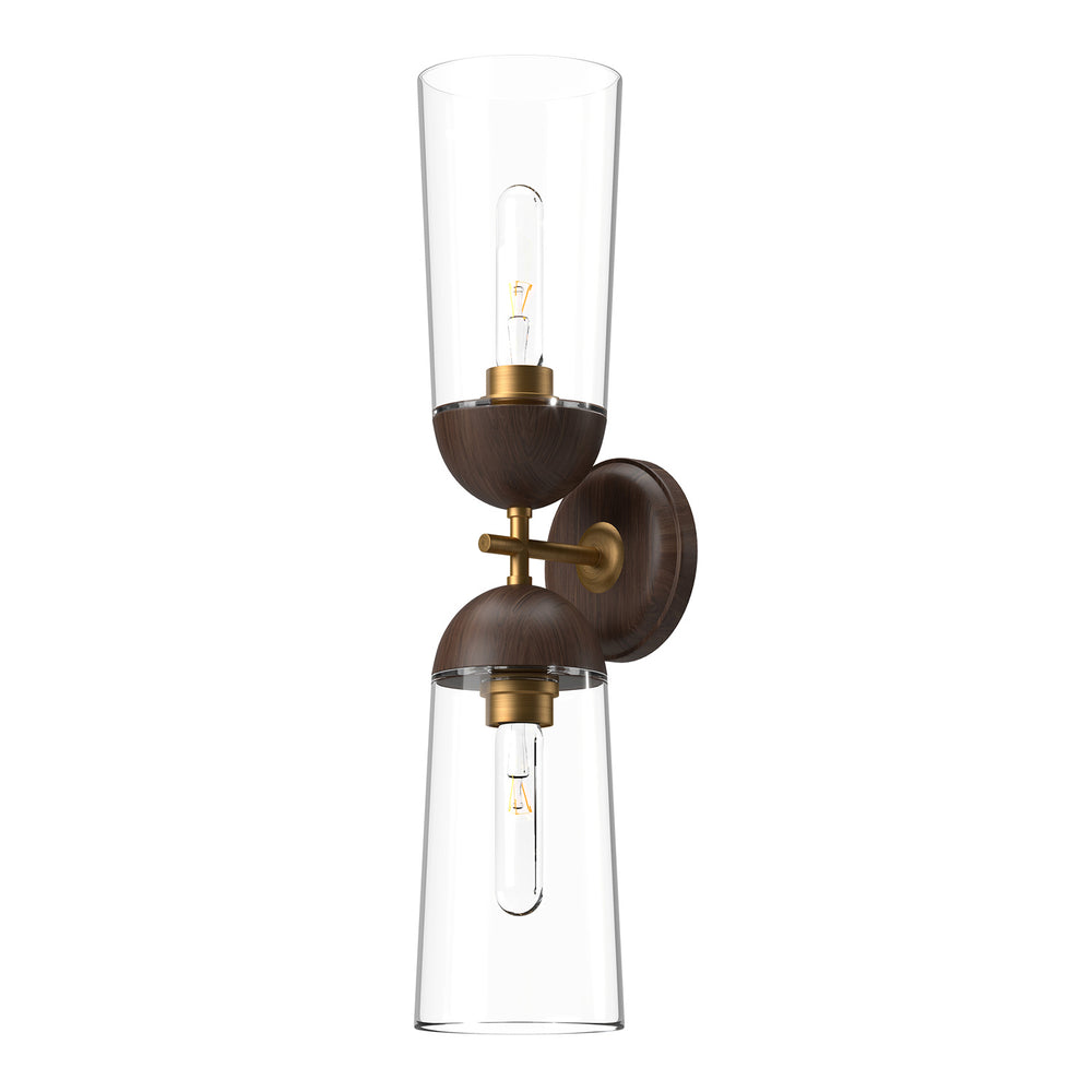 Alora Canada - Two Light Vanity - Emil - Aged Gold/Walnut- Union Lighting Luminaires Decor