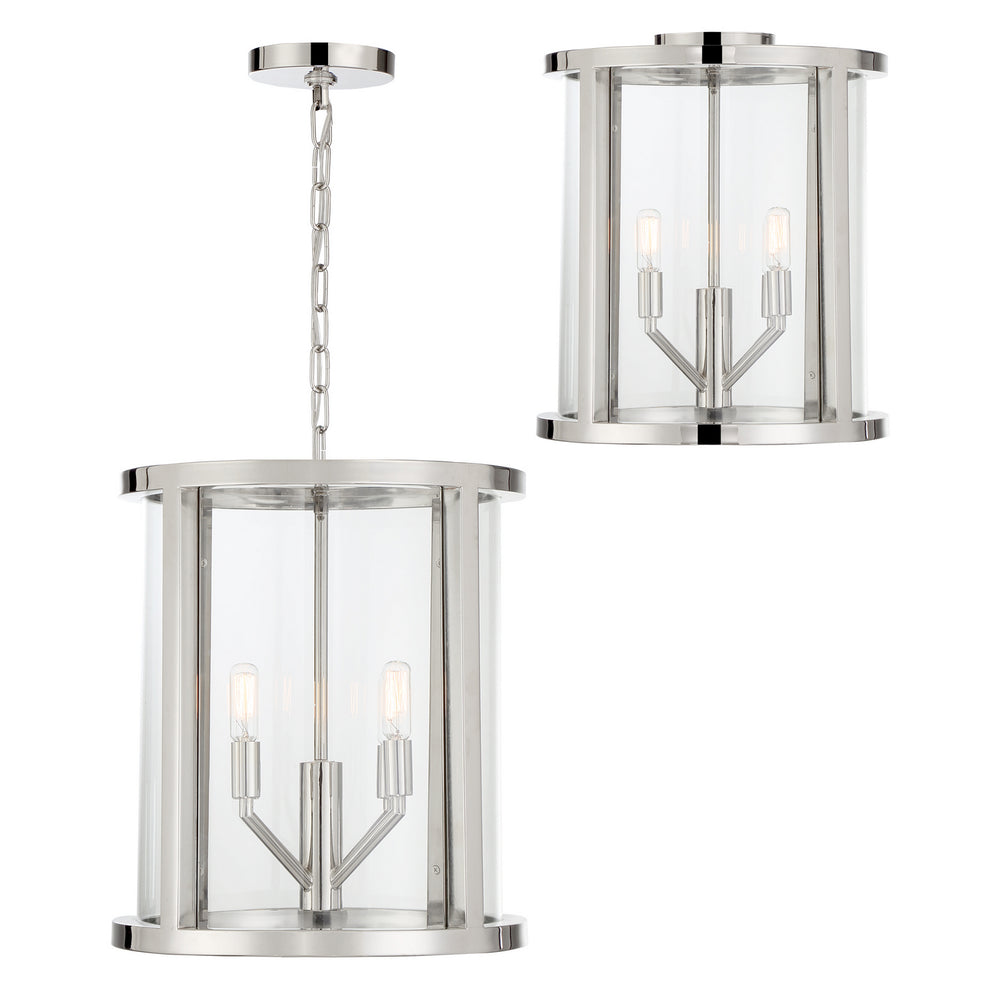 Crystorama - Four Light Semi Flush Mount - Devon - Polished Nickel- Union Lighting Luminaires Decor