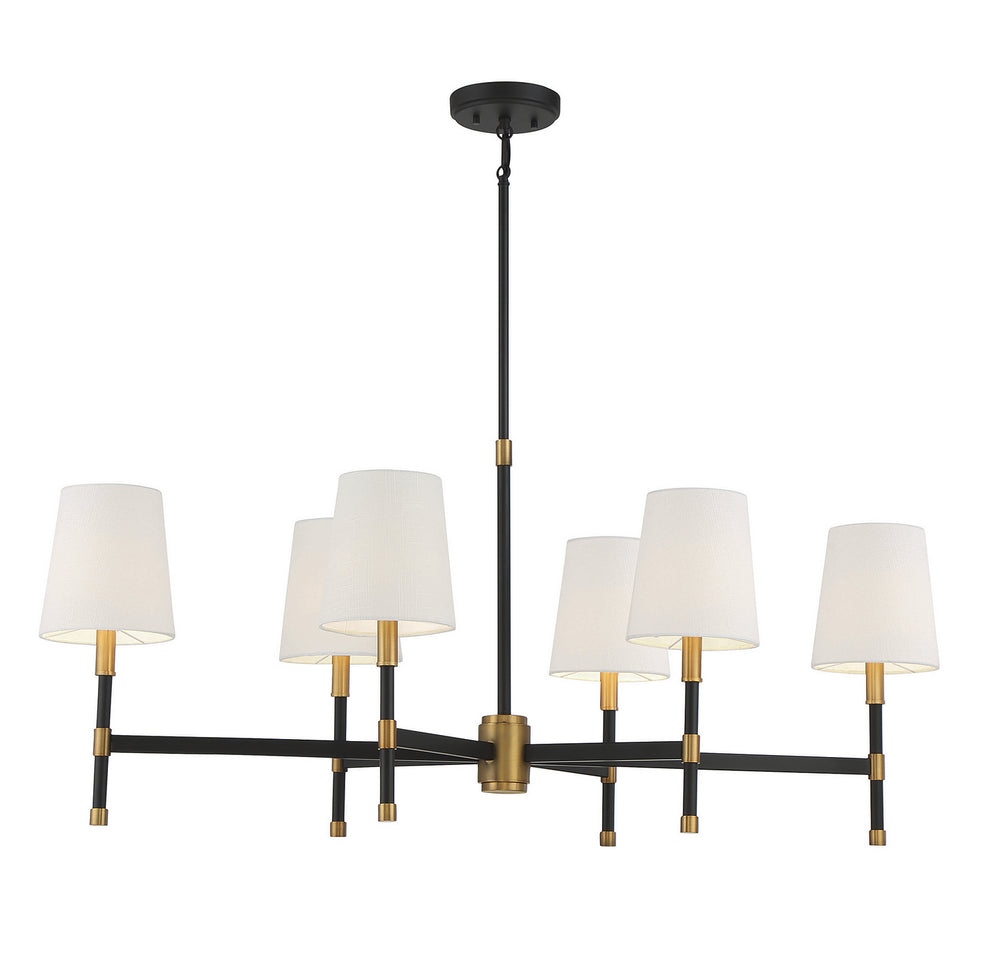 Savoy House - Six Light Linear Chandelier - Brody - Matte Black w/Warm Brass- Union Lighting Luminaires Decor