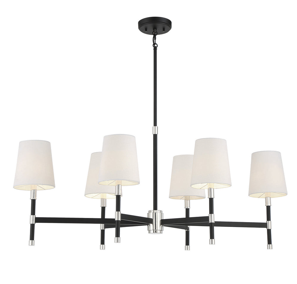 Savoy House - Six Light Linear Chandelier - Brody - Matte Black w/Polished Nickel- Union Lighting Luminaires Decor