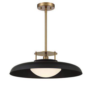 Savoy House - One Light Pendant - Gavin - Matte Black with Warm Brass Accents- Union Lighting Luminaires Decor