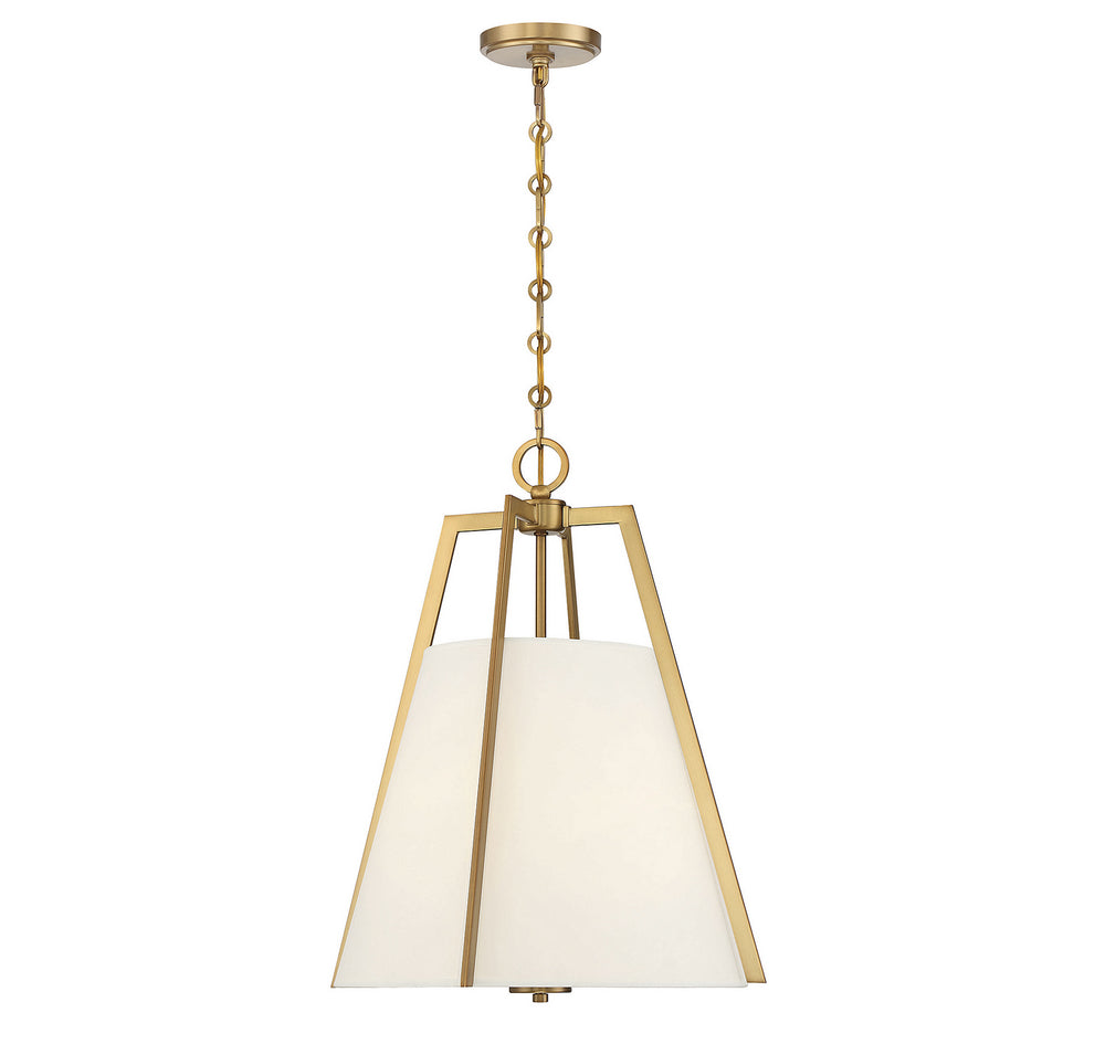 Savoy House - Three Light Pendant - Mansfield - Warm Brass- Union Lighting Luminaires Decor