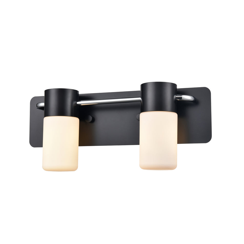 DVI Canada - Two Light Vanity - Tuxedo - Ebony/Chrome w/Half Opal Glass- Union Lighting Luminaires Decor