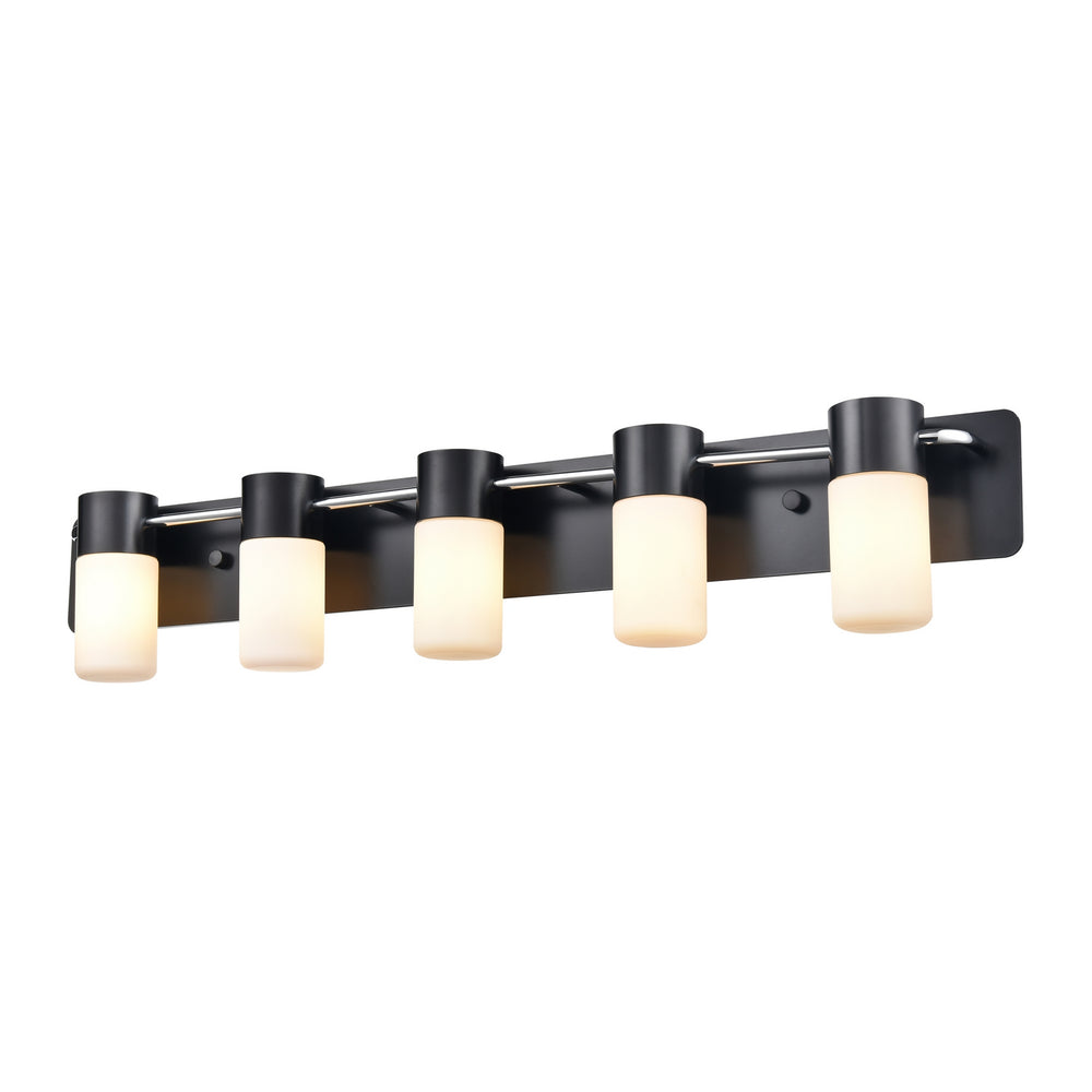 DVI Canada - Five Light Vanity - Tuxedo - Ebony/Chrome w/Half Opal Glass- Union Lighting Luminaires Decor