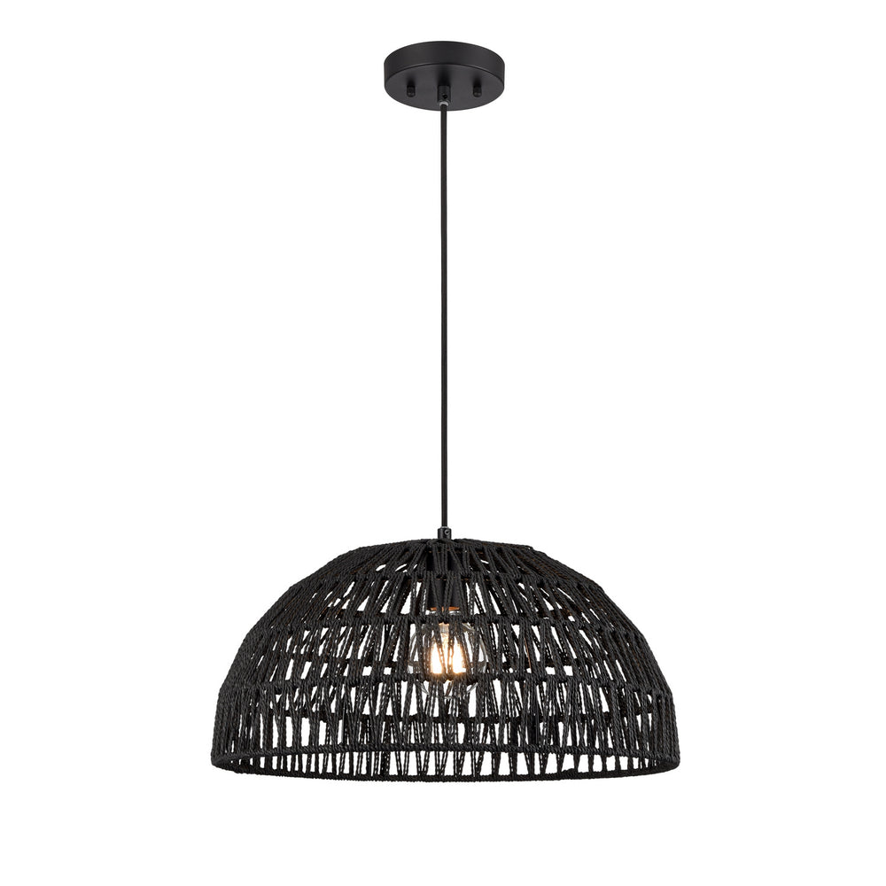 DVI Canada - One Light Pendant - Lac Du Bonnet - Black And Black Yarn- Union Lighting Luminaires Decor
