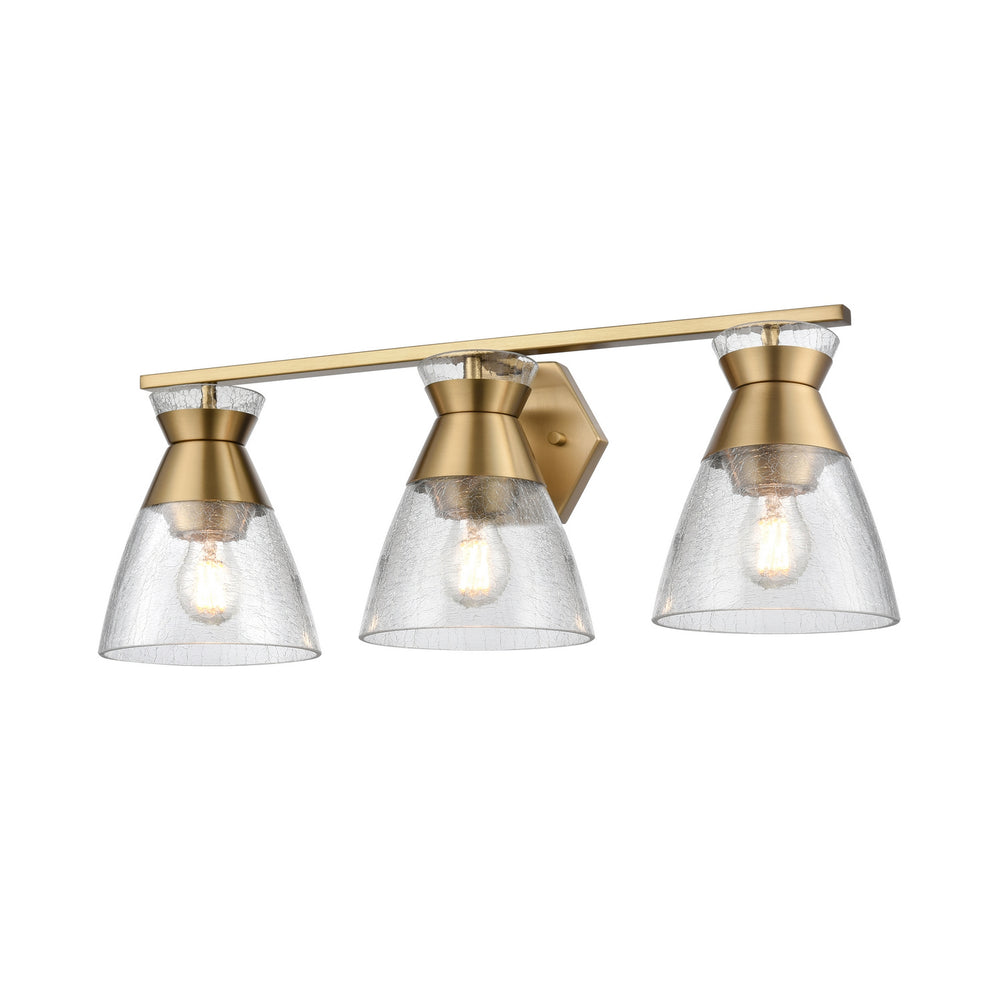 DVI Canada - Three Light Vanity - Sunnybrook - Brass w/Crackle Glass- Union Lighting Luminaires Decor