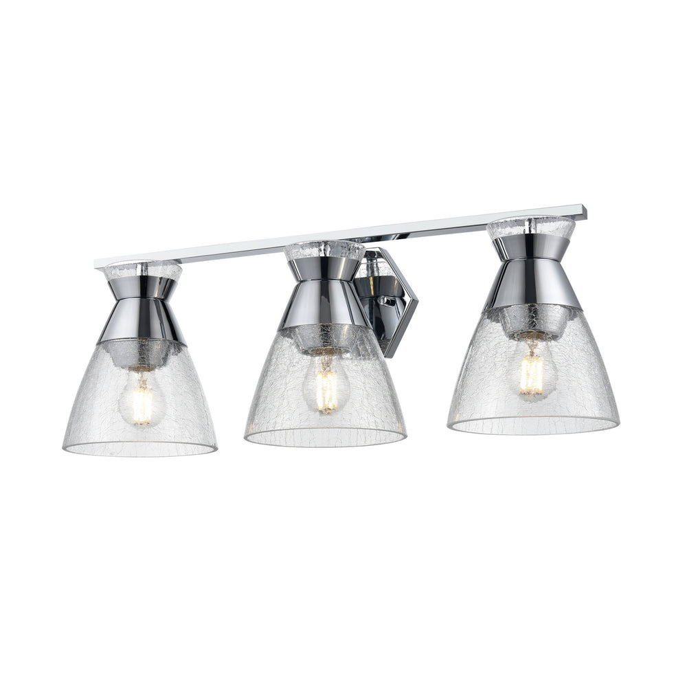 DVI Canada - Three Light Vanity - Sunnybrook - Chrome w/Crackle Glass- Union Lighting Luminaires Decor