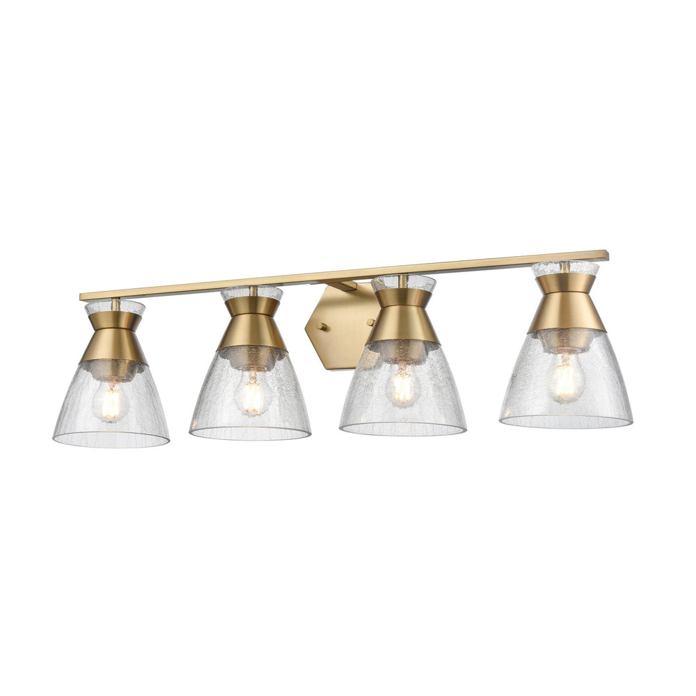 DVI Canada - Four Light Vanity - Sunnybrook - Brass w/Crackle Glass- Union Lighting Luminaires Decor