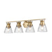DVI Canada - Four Light Vanity - Sunnybrook - Brass w/Crackle Glass- Union Lighting Luminaires Decor