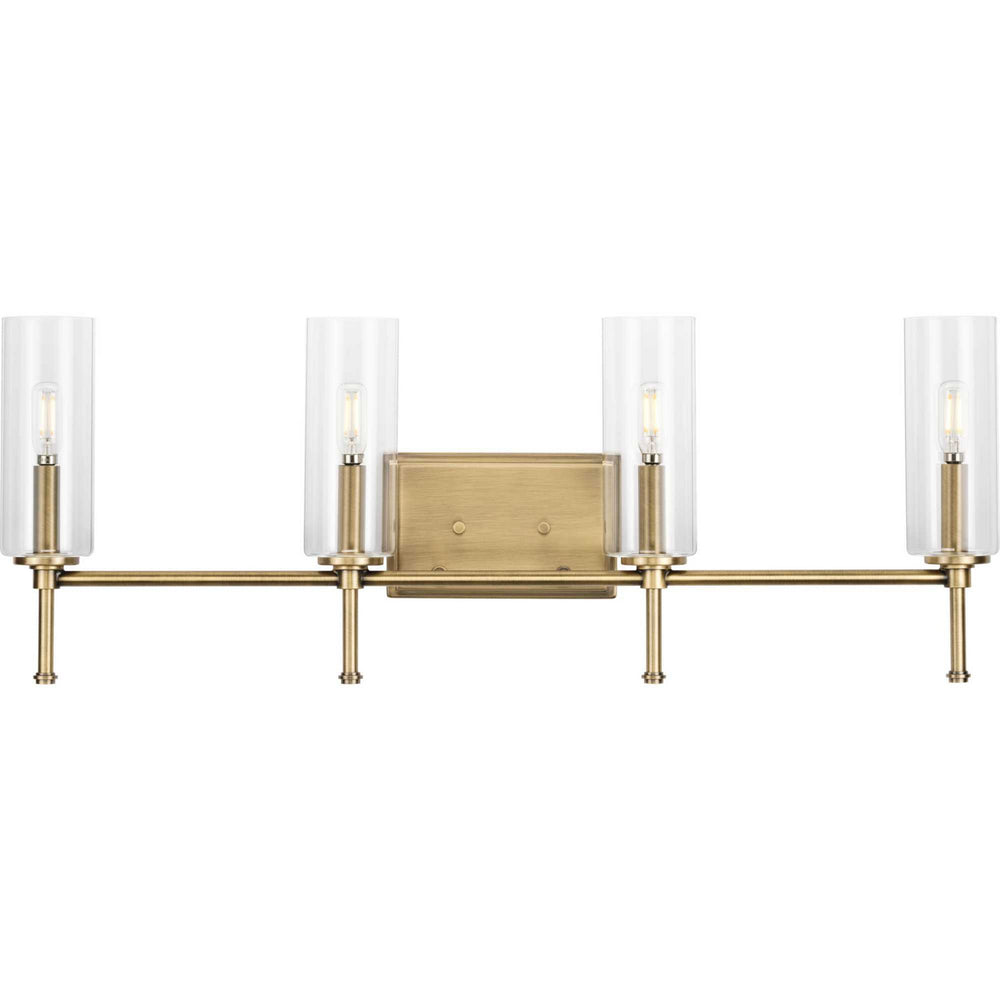 Progress Canada - Four Light Bath Vanity - Elara - Vintage Brass- Union Lighting Luminaires Decor