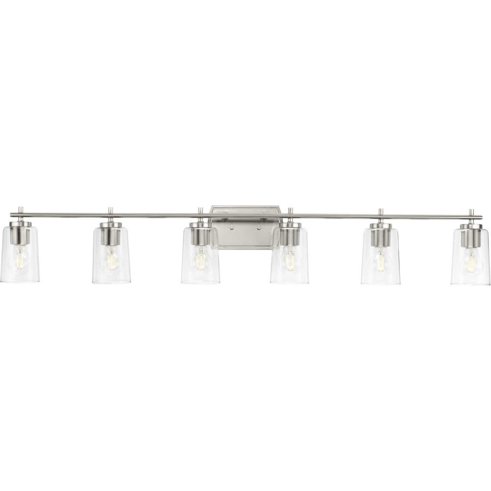 Progress Canada - Six Light Bath Vanity - Adley - Brushed Nickel- Union Lighting Luminaires Decor