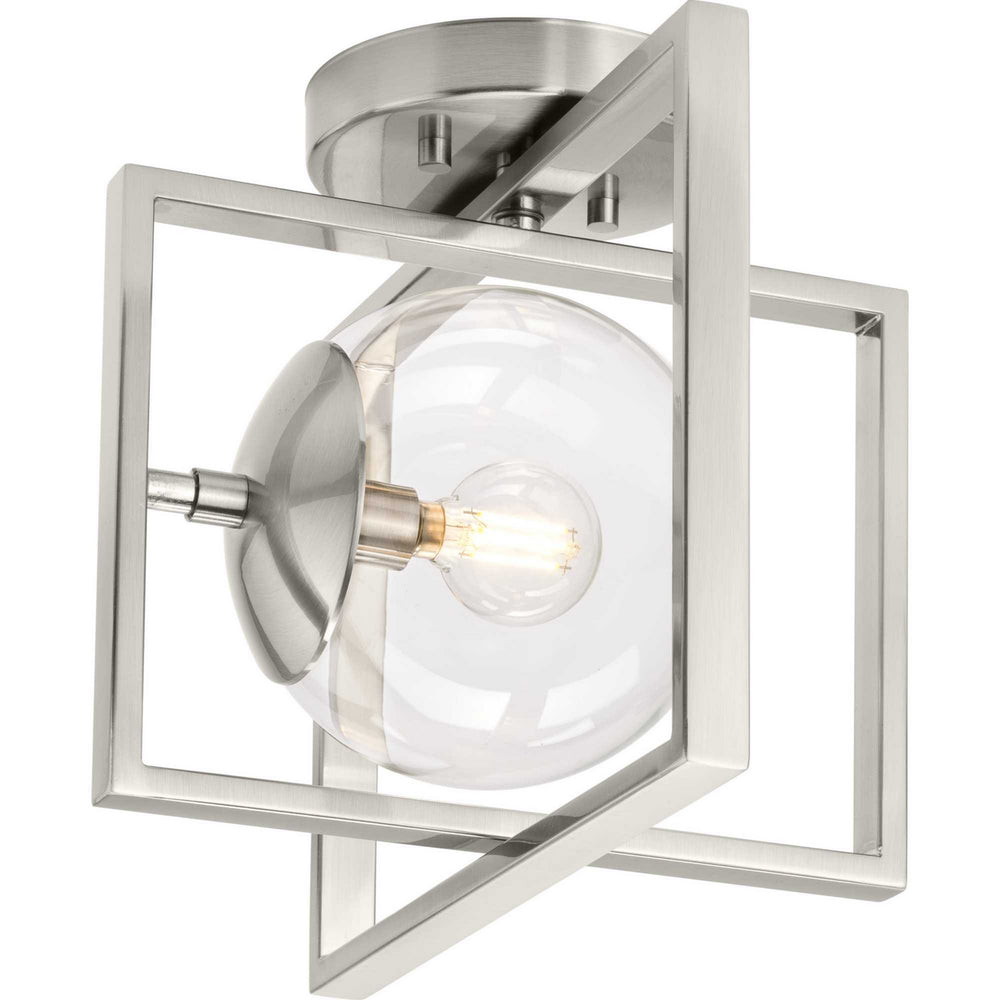 Progress Canada - One Light Semi-Flush Mount - Atwell - Brushed Nickel- Union Lighting Luminaires Decor