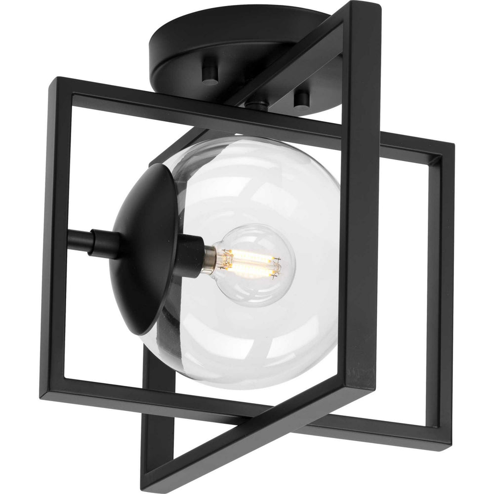 Progress Canada - One Light Semi-Flush Mount - Atwell - Matte Black- Union Lighting Luminaires Decor