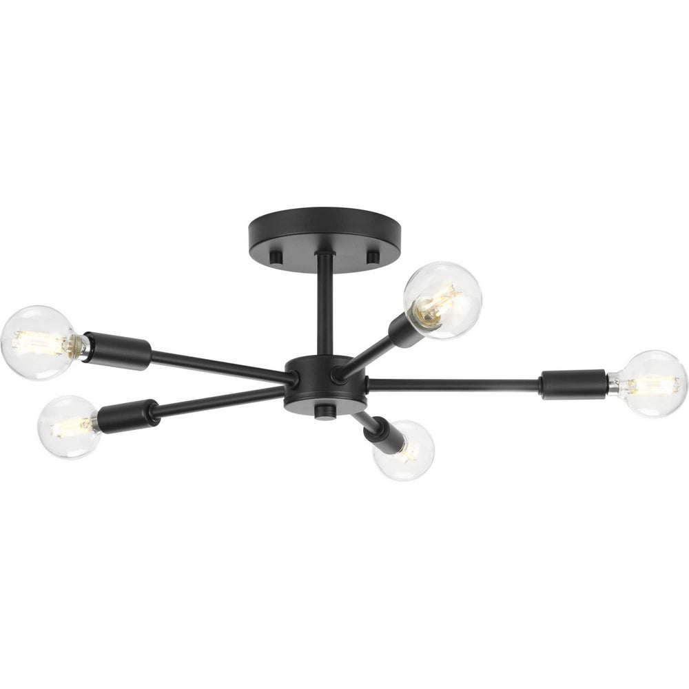 Progress Canada - Five Light Semi-Flush Mount - Delayne - Matte Black- Union Lighting Luminaires Decor