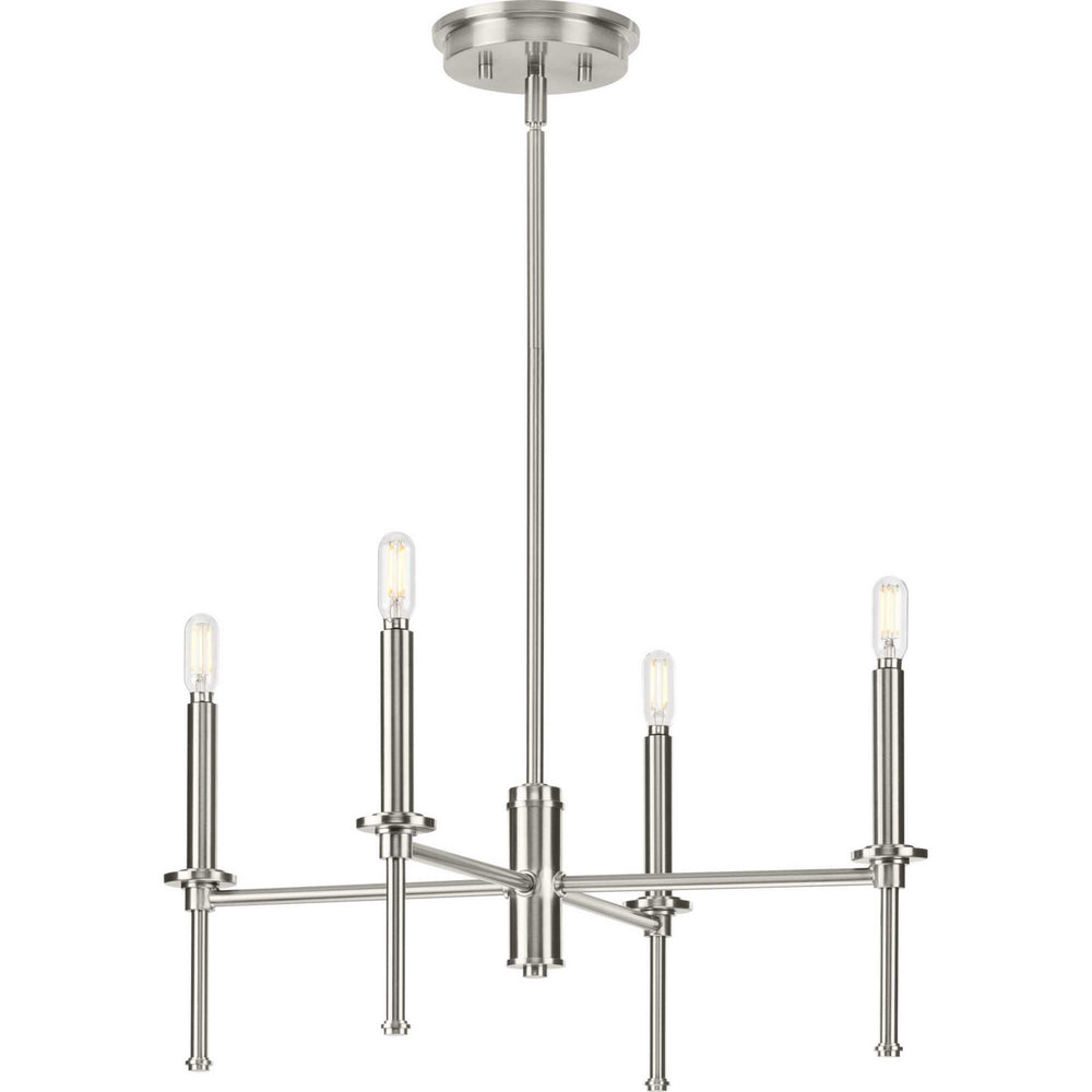 Progress Canada - Four Light Chandelier - Elara - Brushed Nickel- Union Lighting Luminaires Decor
