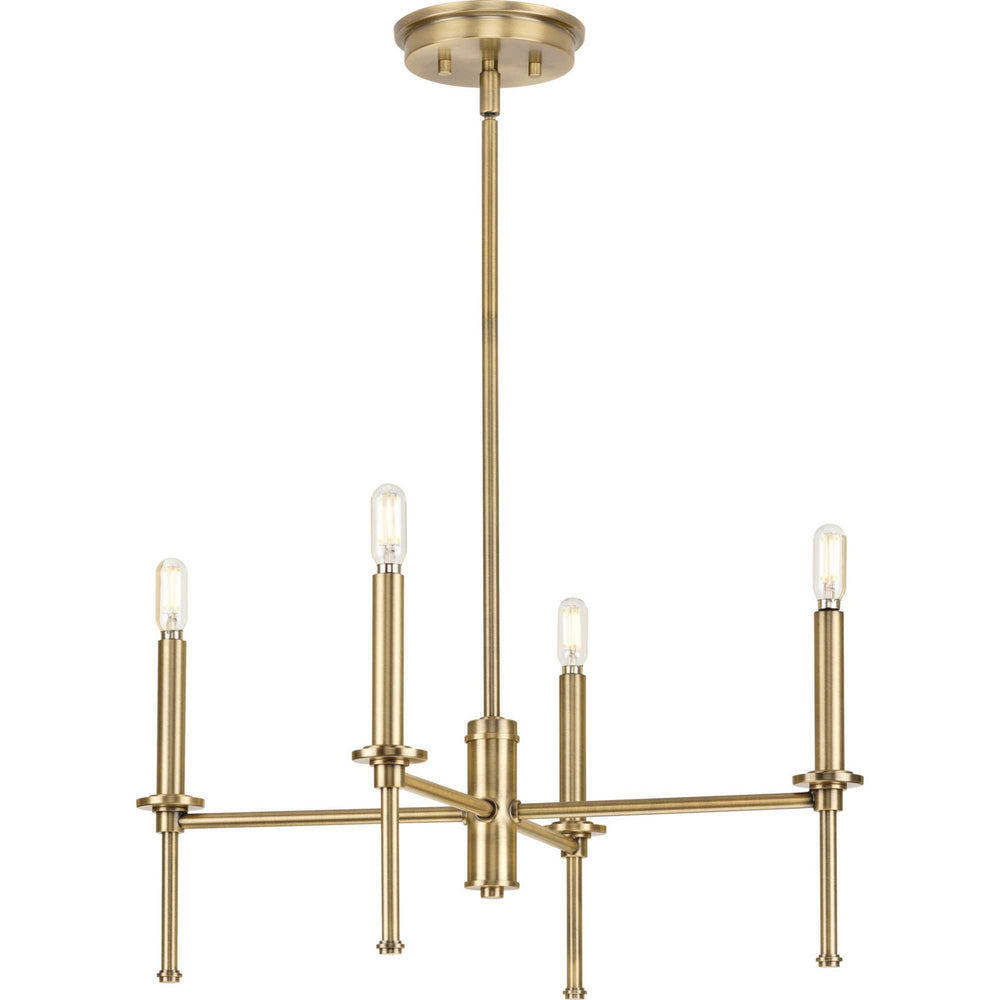 Progress Canada - Four Light Chandelier - Elara - Vintage Brass- Union Lighting Luminaires Decor
