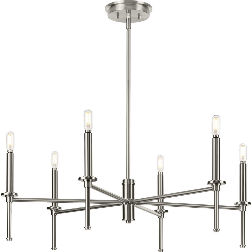 Progress Canada - Six Light Chandelier - Elara - Brushed Nickel- Union Lighting Luminaires Decor