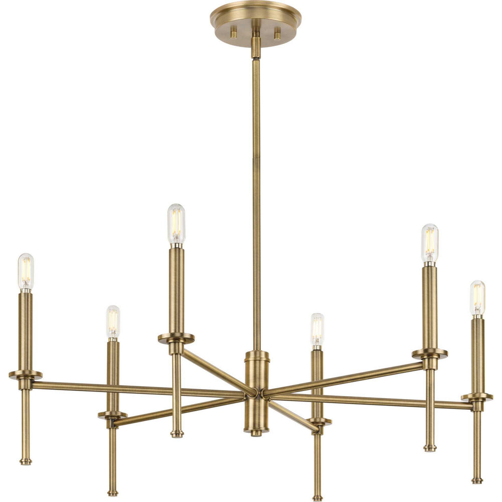 Progress Canada - Six Light Chandelier - Elara - Vintage Brass- Union Lighting Luminaires Decor