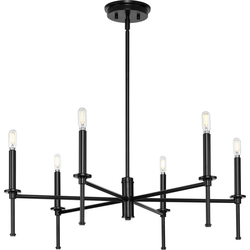 Progress Canada - Six Light Chandelier - Elara - Matte Black- Union Lighting Luminaires Decor