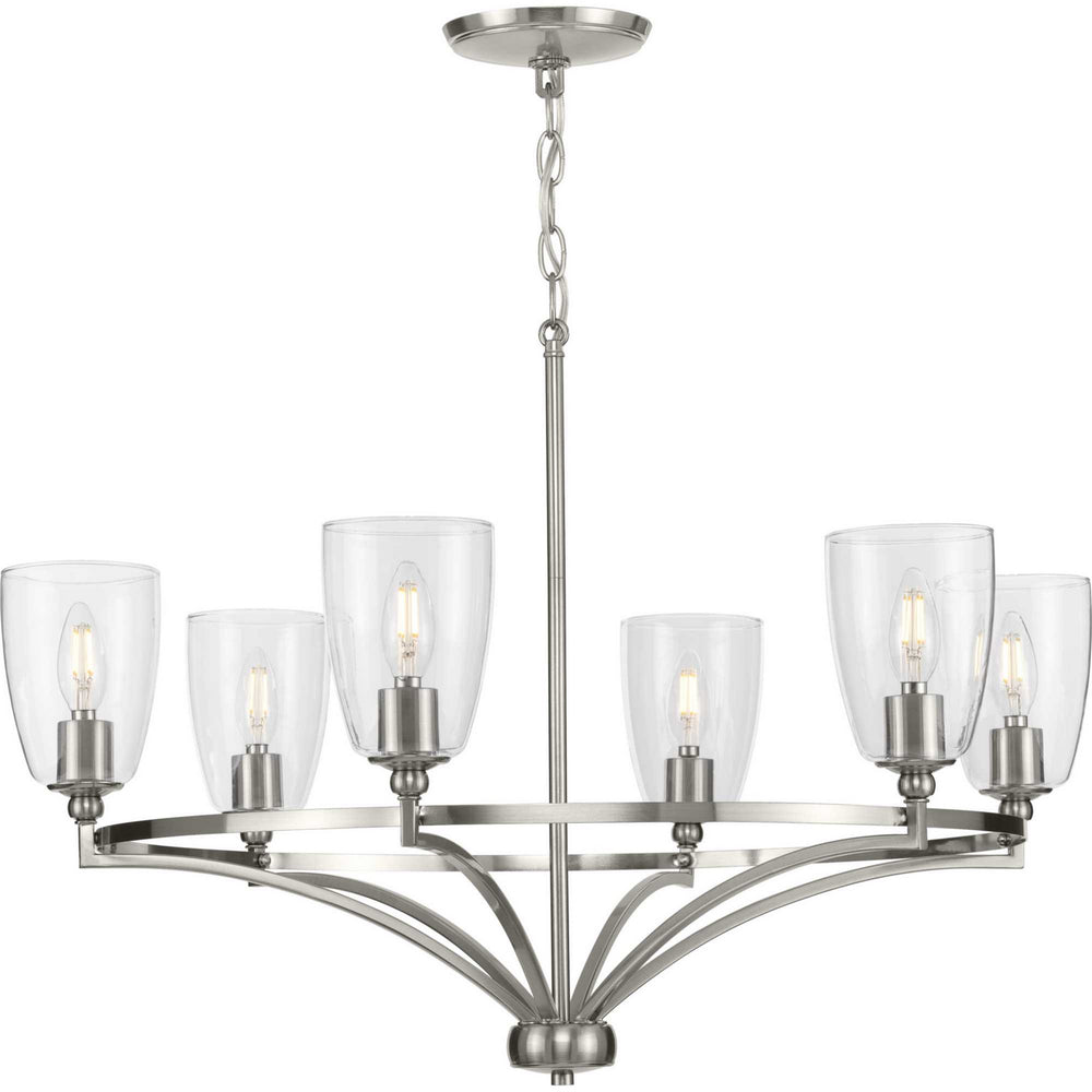 Progress Canada - Six Light Chandelier - Parkhurst - Brushed Nickel- Union Lighting Luminaires Decor
