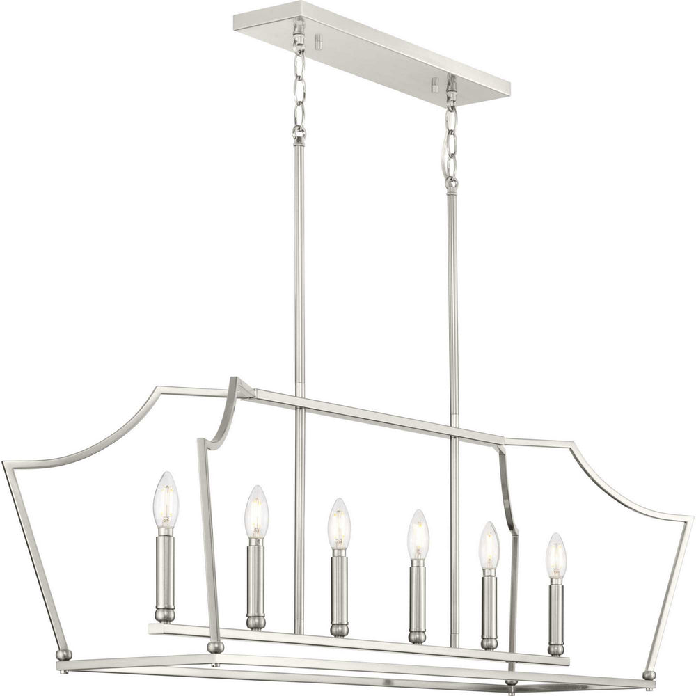 Progress Canada - Six Light Linear Island Chandelier - Parkhurst - Brushed Nickel- Union Lighting Luminaires Decor