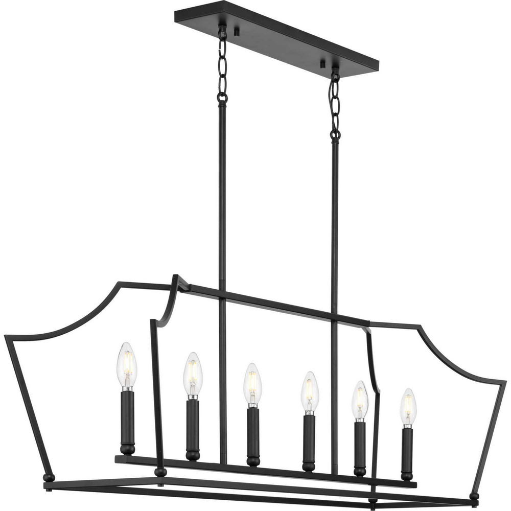 Progress Canada - Six Light Linear Island Chandelier - Parkhurst - Matte Black- Union Lighting Luminaires Decor