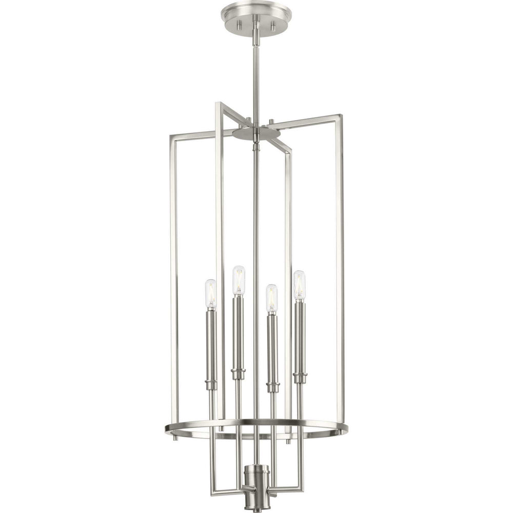Progress Canada - Four Light Foyer Chandelier - Elara - Brushed Nickel- Union Lighting Luminaires Decor