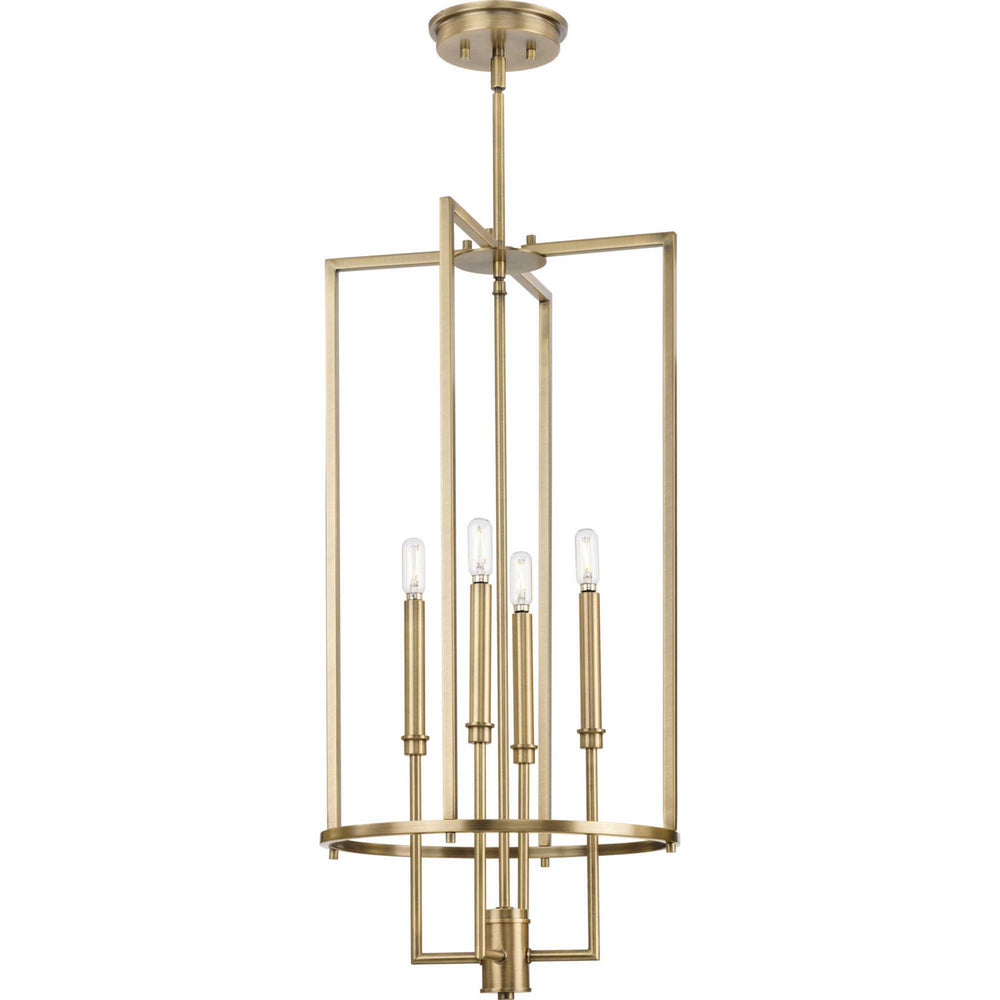 Progress Canada - Four Light Foyer Chandelier - Elara - Vintage Brass- Union Lighting Luminaires Decor