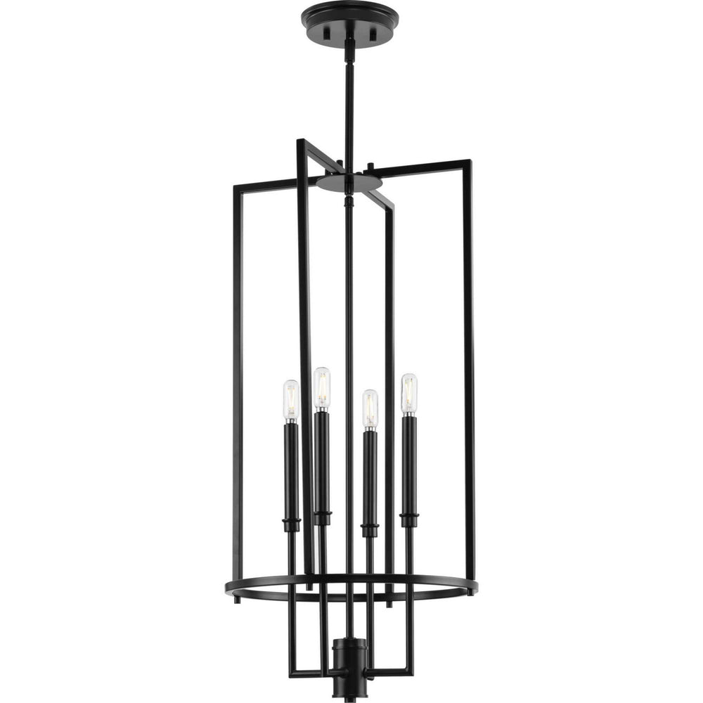 Progress Canada - Four Light Foyer Chandelier - Elara - Matte Black- Union Lighting Luminaires Decor