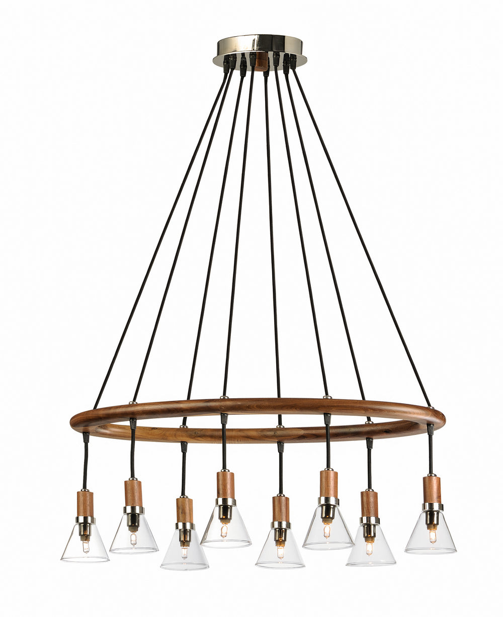 Studio M - Eight Light Pendant - Scan - Walnut- Union Lighting Luminaires Decor