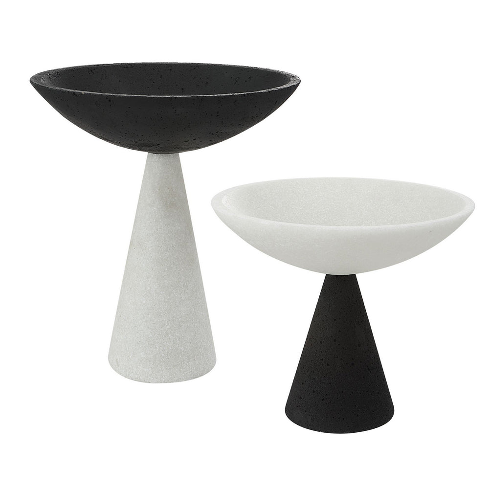 Uttermost - Bowls, S/2 - Antithesis - Striking Black And White Granulated Marble- Union Lighting Luminaires Decor