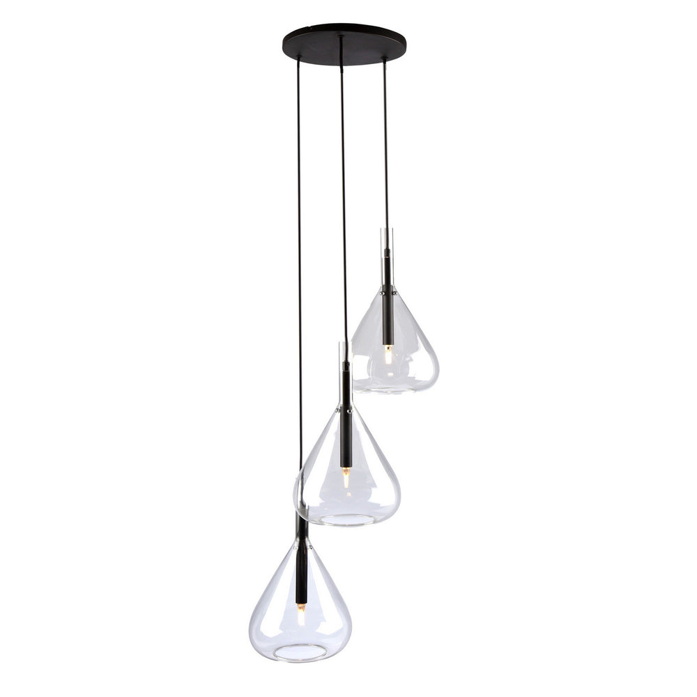 Artcraft Canada - Three Light Pendant - Conic - Black- Union Lighting Luminaires Decor