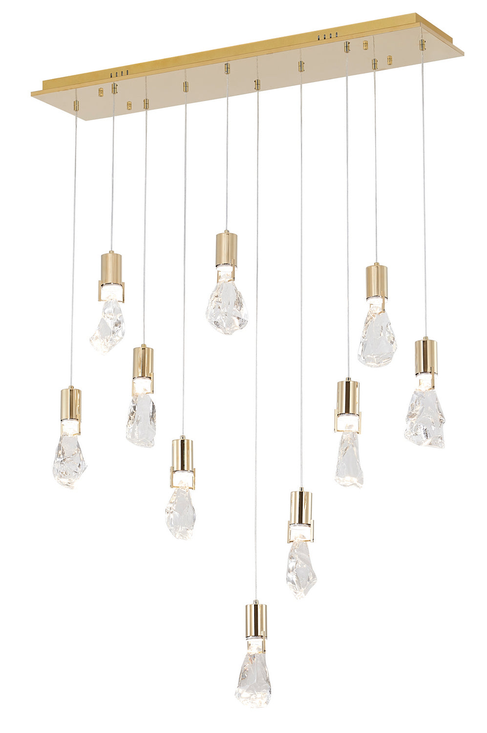 Bethel International Canada - Ten Light Chandelier - Brushed Gold- Union Lighting Luminaires Decor