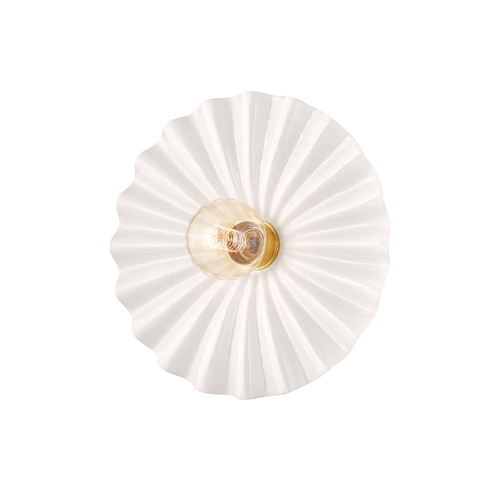 Mitzi Canada - One Light Flush Mount - Tinsley - Aged Brass/Ceramic Gloss Cream- Union Lighting Luminaires Decor
