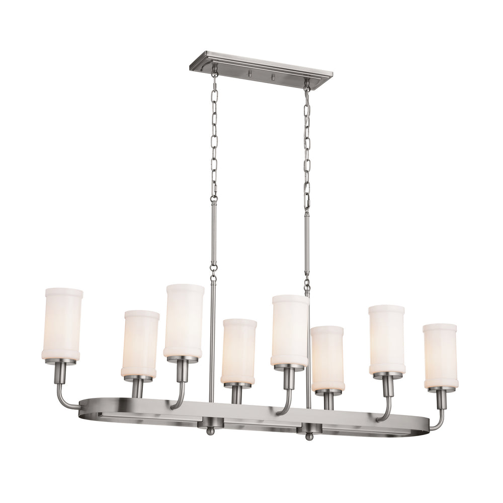 Kichler Canada - Eight Light Linear Chandelier - Vetivene - Classic Pewter- Union Lighting Luminaires Decor