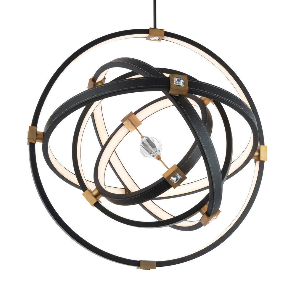Schonbek Beyond - LED Pendant - Atomic - Black Leather - Aged Brass- Union Lighting Luminaires Decor