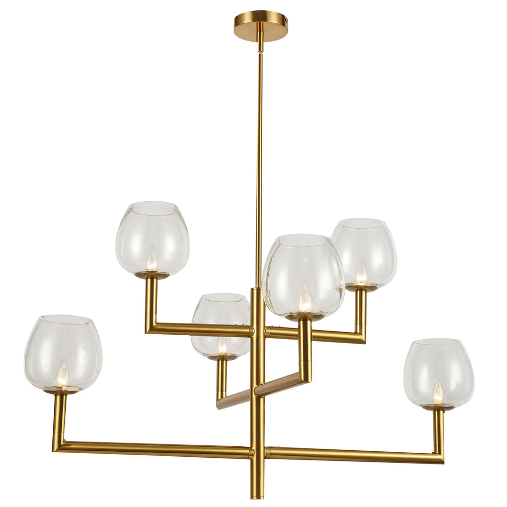 Dainolite Canada - Six Light Chandelier - Nora - Aged Brass- Union Lighting Luminaires Decor