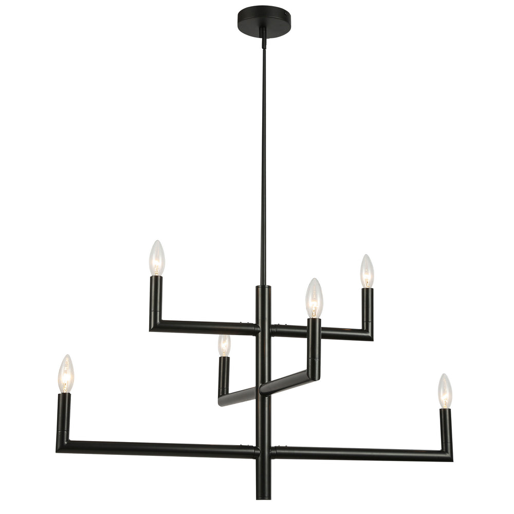 Dainolite Canada - Six Light Chandelier - Nora - Black- Union Lighting Luminaires Decor