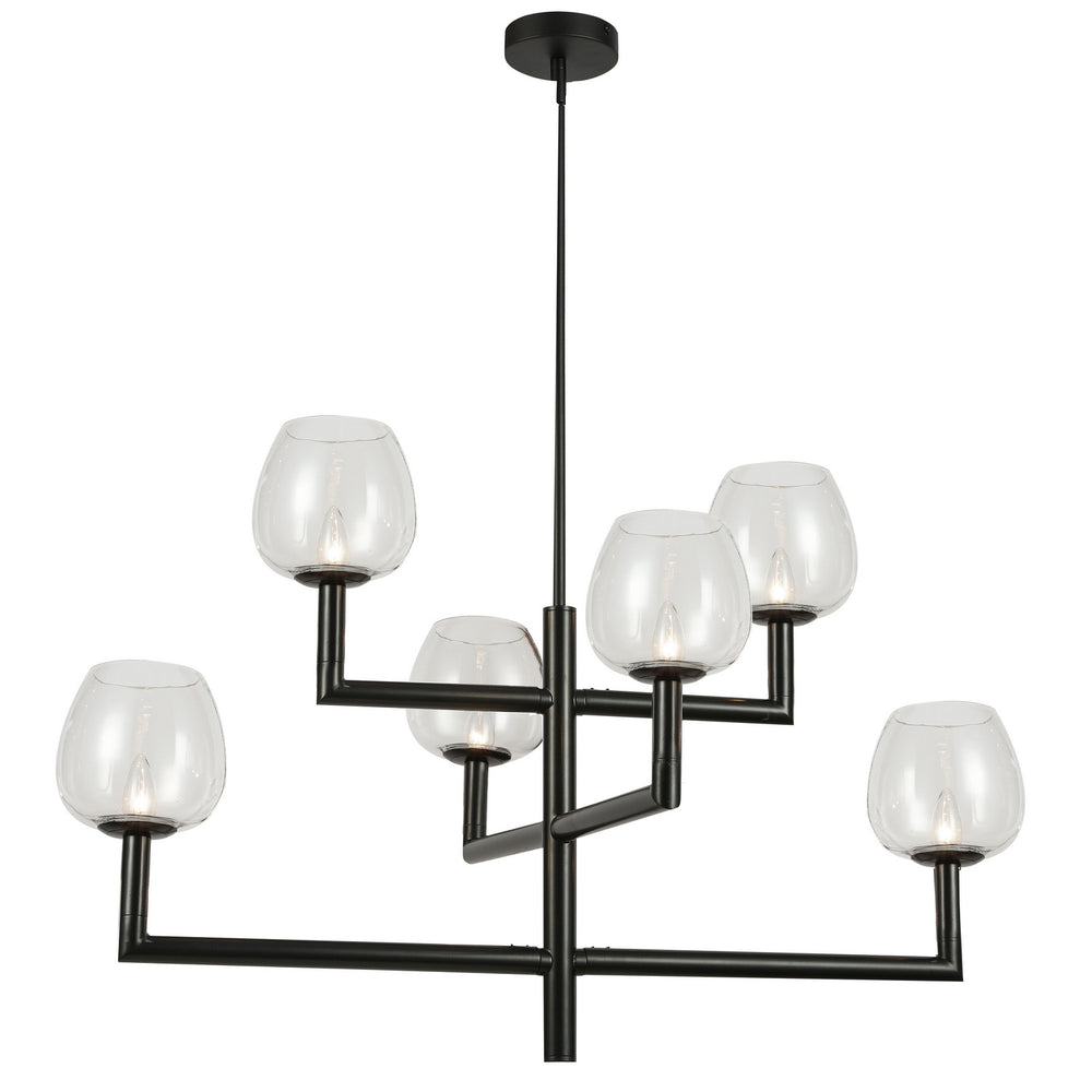 Dainolite Canada - Six Light Chandelier - Nora - Black- Union Lighting Luminaires Decor