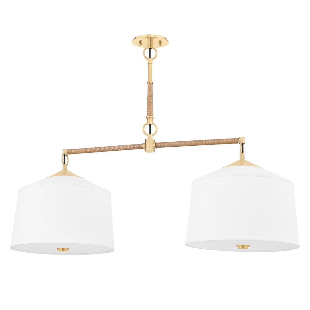 Hudson Valley Canada - Two Light Island Pendant - White Plains - Aged Brass- Union Lighting Luminaires Decor